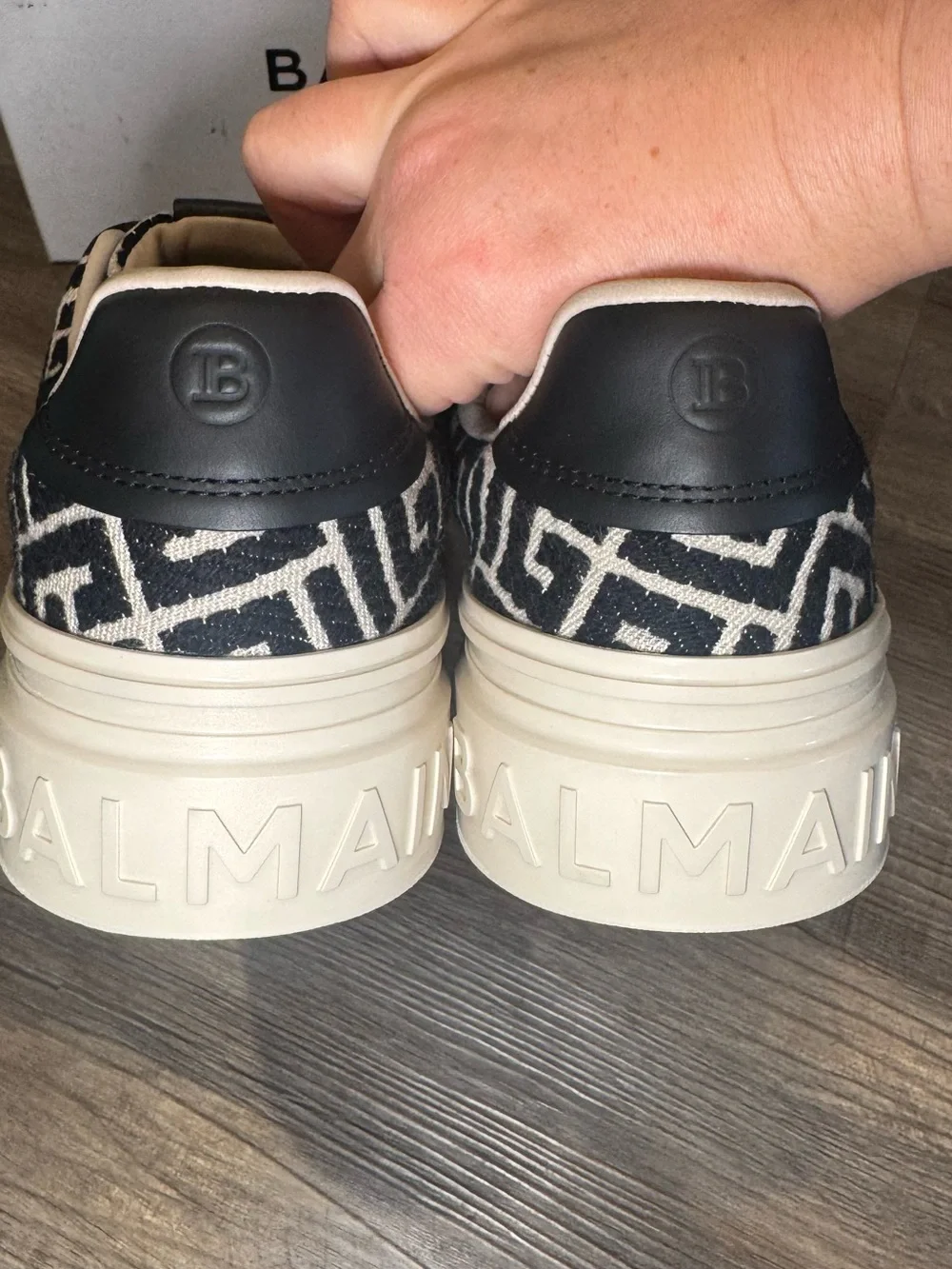 Balmain Monogram B-Court Jacquard Logo Black White Sneakers